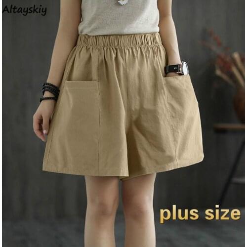 Shorts Women Oversize 4XL Mujer Summer Pocket Cozy Leisure All-match Female Elastic Waist Korean Style Trendy Hot Sale Trousers