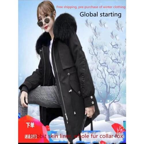 2020real fur coat waterproof jacket winter jacket ladies long paragraph Parker coat fox fur thick warm rabbit fur detachable st