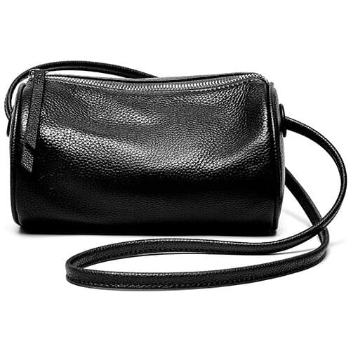 Fashion Ladies Cylindrical Crossbody Bags Genuine Leather Mini Shoulder Bags For Girls Leisure Messenger Tote Bag For Female New