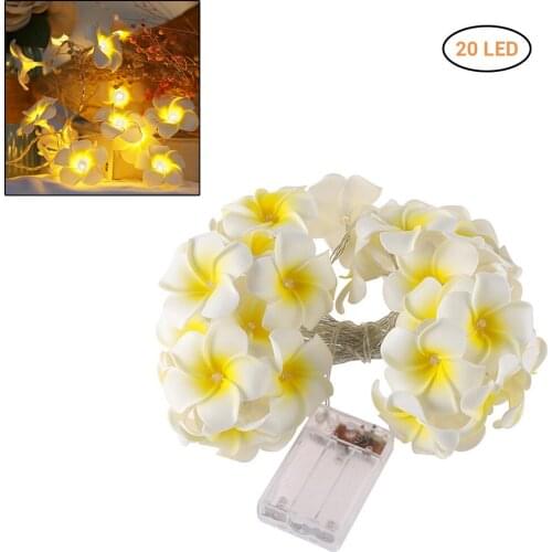 Plumeria LED Garland String Lights 3M 20 Leds Battery Powered Fairy Lights For Holiday Party Living Room Decor