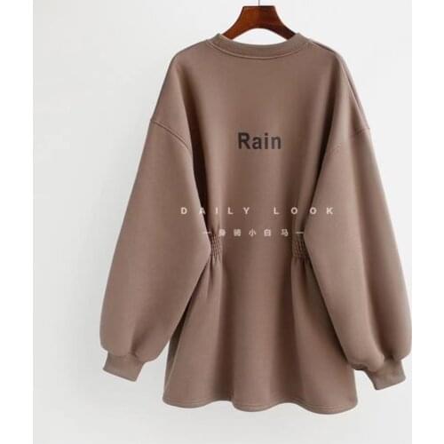 2021 Hot Lady Korean Large Big Plus Size Fat Women Clothes Long Sleeve Loose Autumn Tops Draw back Hoodie For Women Fashion