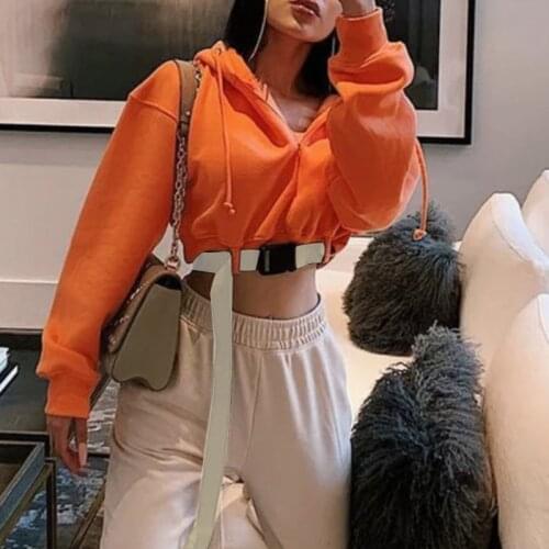 Womens Design Sense Of Short Sweatshirt Solid Color Zipper Pullover Sweatshirt High Street 2020 Autumn/winter En