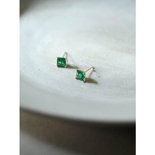 GOLDtutu Emerald Earrings 9K GOLD 2021 New Fashion Simple Goddess Fan Compact Summer Luxury for Women