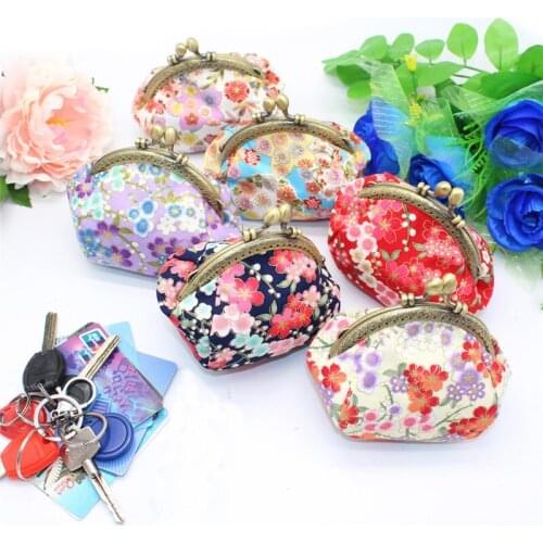1PC Japanese Style Printed hand-made Gold Bag Cotton Fabric Pocket Purse Lady Portable Small Purse Mini Wallet