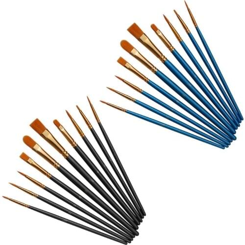 10pcs/set Watercolor Oil Acrylic Artist Paint Brushes Nylon Hair Painting Brush 24BB