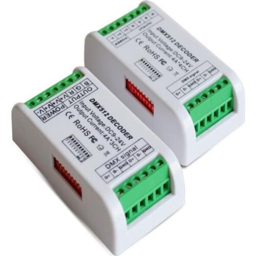 30pcs Fast shipping New Easy 3CH BAN DMX Controller DMX512 RGB Controller Decoder & Driver for 5050 3528 RGB Led Lights