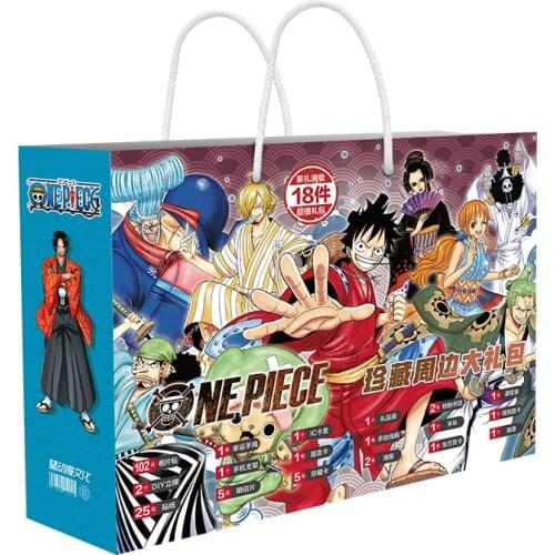 30CM Boxed One piece luffy lucky bag gift bag collection bag toy include postcard poster badge stickers bookmark sleeves gift
