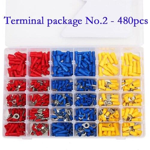 480pcs Terminals Connector Spade Set Assorted Insulated Electrical Wiring Wire Terminal Crimp Connector Kit Butt Spade Sets