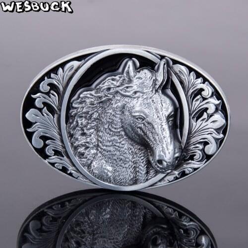 5 PCS MOQ WesBuck Brand Horse Metal Belt Buckles Vantage for Man Women Western Buckles Cowgirl Buckle Cool Cowboy Hebilla