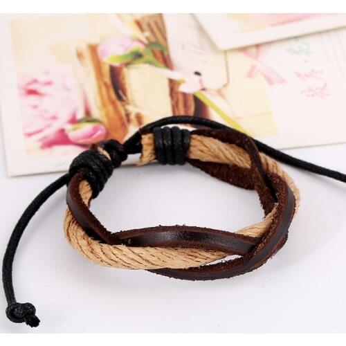 5pcs/lot) Handmade Tribal Ethnic Genuine Leather Braided Elastic bracelet for Women Girls Gift Wrap Summer Style Jewelry