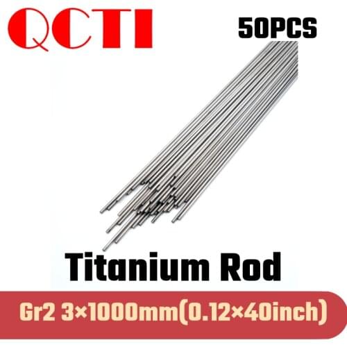 50pcs Gr2 3mm dia x 1000mm length Titanium Alloy Round Bar Rod Industry Machine Use DIY Anti-corrosion Material