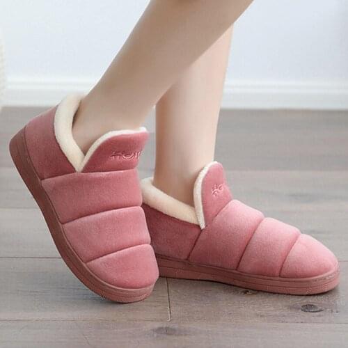 Bomlight Keep Warm Plush Fur Unisex Indoor Shoes Women Ankle Winter Boots Women Antiskid Short Boots Soft Home Shoes Big Size 45