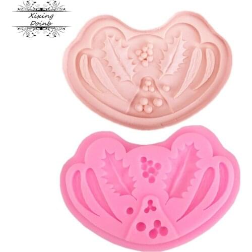 DIY Christmas leaf leaf silicone mold kitchen cake baking mold Christmas cake decorating tool soft candy chocolate mold