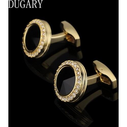 DUGARY Round Jewelry gold French Shirt Fashion Cufflinks for Men Cuff links Buttons shell High Quality wholesale Free Shipping
