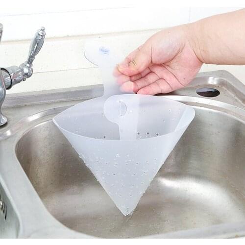 Food Strainer Basket Foldable Sink Filter Self-Standing Kitchen Anti-Blocking Funnel Drain Leftovers Soup Sorting Garbage