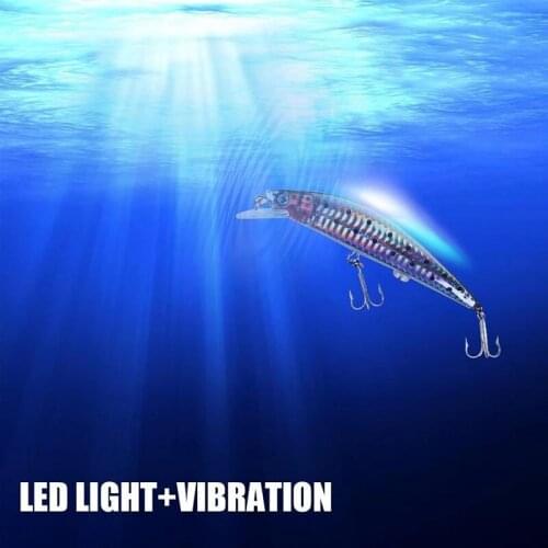 Electric Fishing Lure Vibration Swimbait with LED Light USB Rechargeable Bait UT