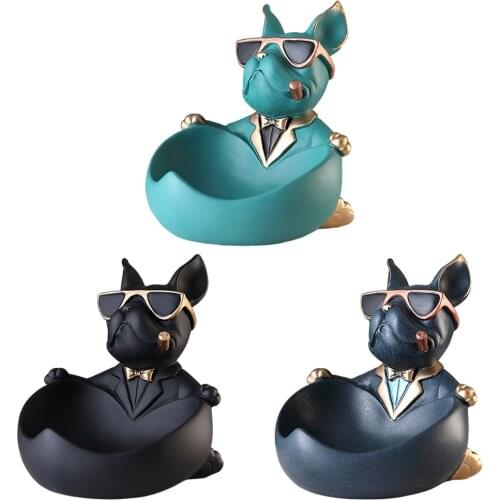Dog Ornaments Figurines For Interior Storage Box Resin Animal Sculpture Dog Resin Statue Home Jewelry Display Tray Organizers
