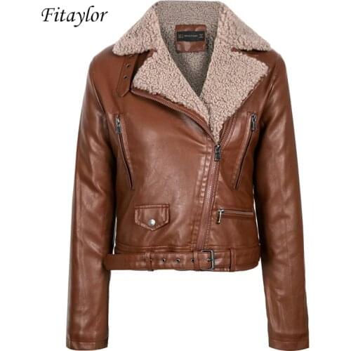 Fitaylor Women's Leather Jackets With Fur