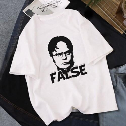 Dwight Schrute False Printed T-shirt Circle Game Meme Soatrld Harajuku Casual Tshirt Summer Short Sleeve Female T Shirt Women