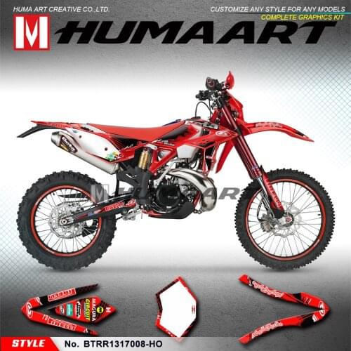 HUMAART MX Bike Graphics Complete Wrap Kit Decals Adhesives for Beta 250 300 350 390 430 480 RR 2013 2014 2015 2016 2017, Red