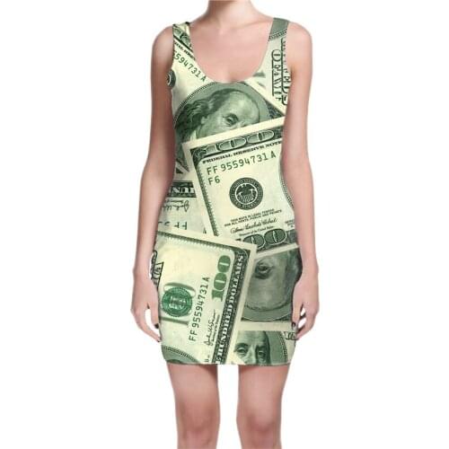 Custom Made Money Sublimation Print Milk Silk Dress