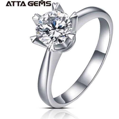 Soild 1ct Lab Grown Diamond DEF Color Silver 4 Prongs Moissanite Engagement Ring Solitaire Moissanite Hearts and Arrows Ring