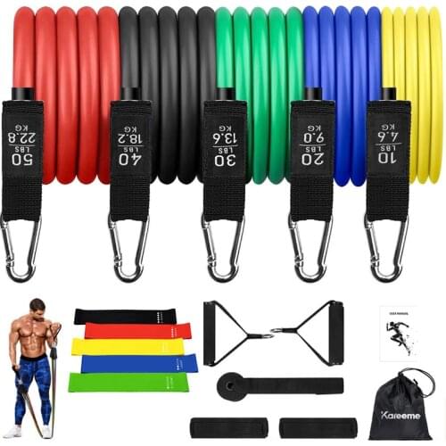 17Pcs Latex Resistance Bands Set Training Loop Tube Bands Fitness Expander Pull Rope Bands Yoga Gym Home Workout Equipment