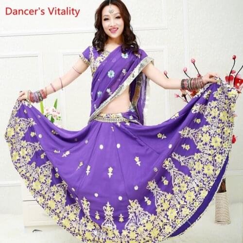 Handmade Embroidery Women Belly Dance Clothing Adult Female India Dance Stage Performance Suit National Costume 4pcs Set