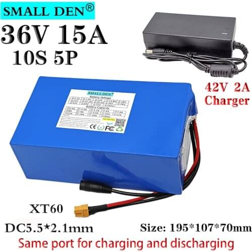36V15A 18650 lithium battery pack + 42V2A charger Built-in 25A balance BMS 36V electric bicycle battery + charger