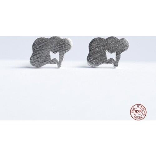 LKO 925 Sterling Silver Originality Lightning Cloud Stud Earrings Simplicity Women Hot Sale Jewellery Earrings Gift
