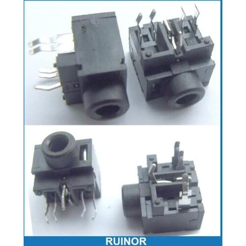 MOQ:500PCS x 5PIN 1/8" 3.5mm Stereo Socket Headphones Jack PCB Panel Mount