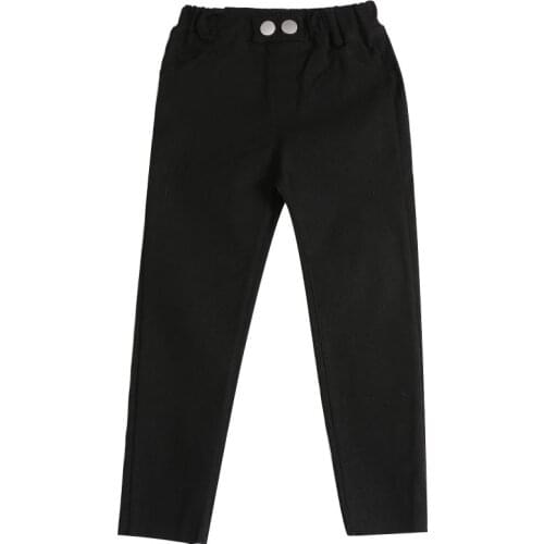 Fashion Girl Pants Autumn Winter Kids Clothes solid children pants for baby Girls Trousers toddlers black button stretchable