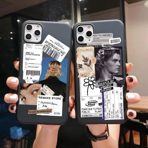 Fashion Retro Bar Code Label TPU soft Phone Case For iphone 12pro 12mini 12pro 11pro max 11 XS MAX XR 7 8 6S PLUS black shell