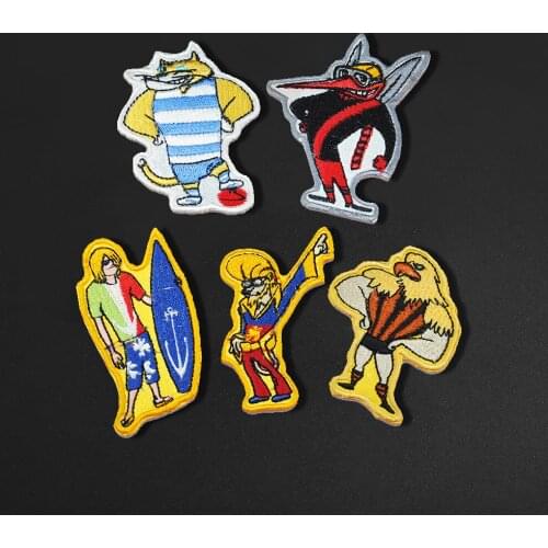 Cartoon Animal athlete Eagle crow Embroidered Patches for Clothes Iron on Badges 3D Diy Parches Childrens Clothing Decorations