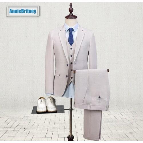 2017 Latest Coat Pant Designs Ivory Linen Wedding Suits for Men Slim Fit 3 Piece Tuxedo Custom Suit Groom Prom Blazer Masculino