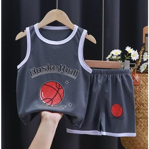 Boys Vest Set Summer Outside Sports 2 Piece Set 2021 Fashion Basketball Tracksuit Kids Summer Clothes Short Sleeve Shorts