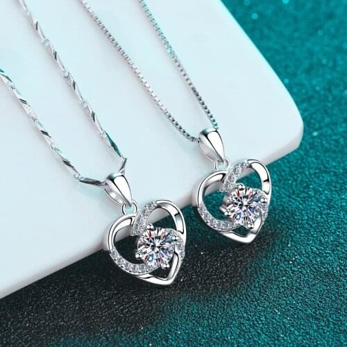 Silver 08 Carat Excellent Cut Diamond Test Passed D Color High Clarity Heart Moissanite Pendant Necklace Silver 925 Jewelry