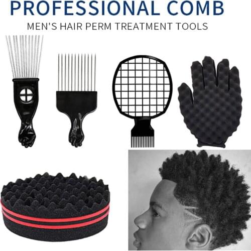 Barber Shop Men Hair Dirty Braider Twist Sponge Gloves African Hair Styling Fork Comb Hair Curls Foam For Salon