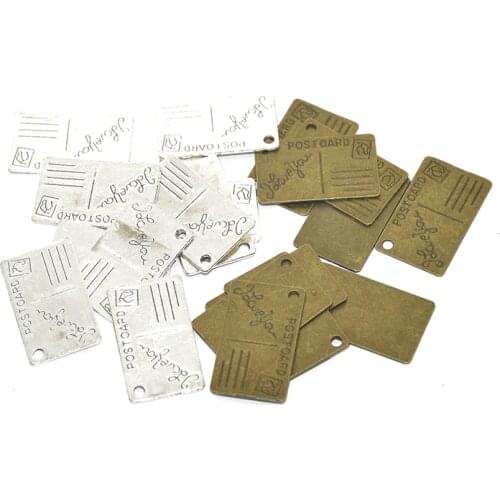 15pcs/lot Post Card Charm Pendants For Jewelry Making Antique Bronze Post Card Pendants Charm Post Card 25x15mm