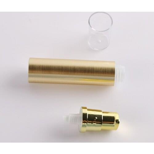 5ml 10ml Empty Refillable Airless Lotion Pump Serum Travel Bottle Tube Gold Silver Clear Lid Cap(100pcs)MERX BEAUTY