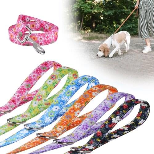 Adjustable Nylon Fashion Print Nylon Leash Standard Dog Leash Collar Set Puppy Small Large Medium Printed Pet Collar Leash Set