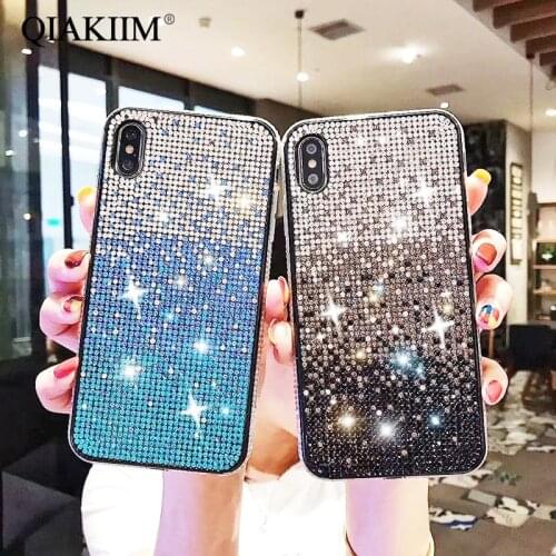 Luxury Bling Gradient Rhinestone Phone Cases For iPhone 11 Pro XS Max XR X 6 S 8 7 Plus Case Fashion Gilitter Diamond Soft Cover