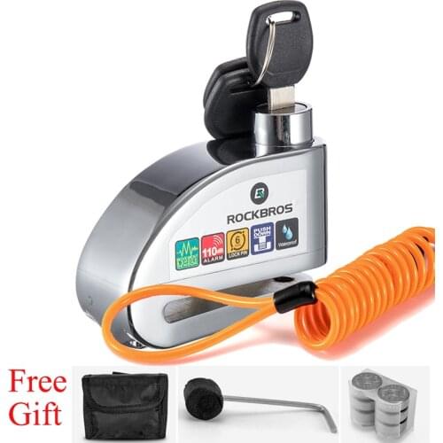 ROCKBROS 110db Waterproof Bicycle Bike Lock Alarm Anti-theft Alloy Steel 6MM Electric Motorcycle Alarm Scooter Helmet Cable Lock