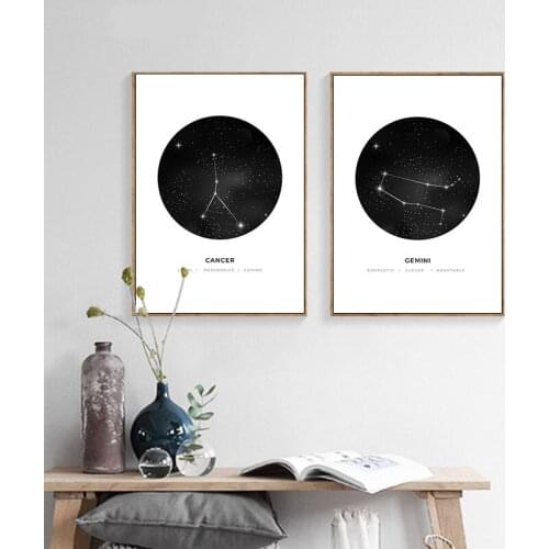 Modern Constellation Nursery Wall Art Canvas Prints Painting Astrology Sign Minimalist Geometric Posters Picture for Room Decor