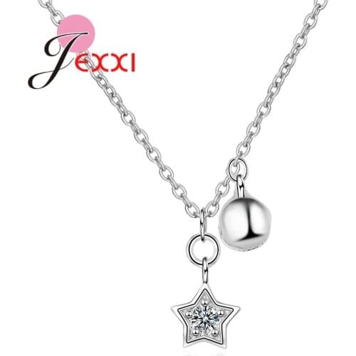 Unique Design New Trendy Bell&Star Shape Pendant Necklace 925 Sterling Silver Exquisite Gift Jewelry For Lover