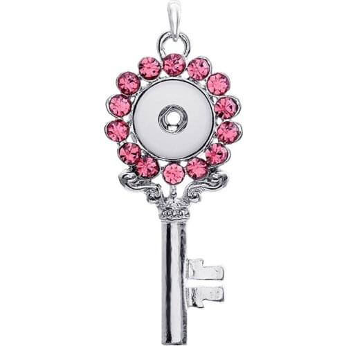 Key Retro 219 Vintage Sweater Chain Ginger Snap Button Jewelry Pendant Necklace Charm jewelry For Women Fit 18mm Button