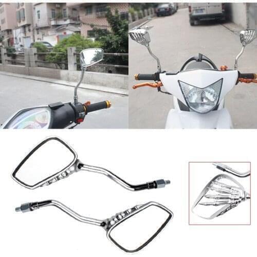 New type 1 Pair Rearview Mirror Motorcycle Adjustable Scooter ATV Skull Claw Side Mirror Durable Chrome-plated ABS Rear mirror
