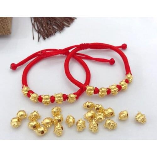 ZHIXI Real 24K 999 Gold Charm Bracelets Lucky Red String Mini Calf For Women Fine Jewelry B540