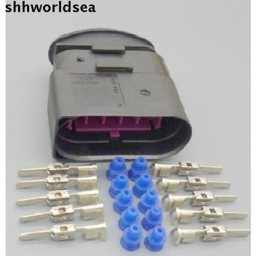 Shhworldsea 2Sets 1J0 973 835 Car Headlight Plug 10 pin Auto Waterproof connector plug for VW,Audi,Magotan,POLO,Bora,Lavida etc