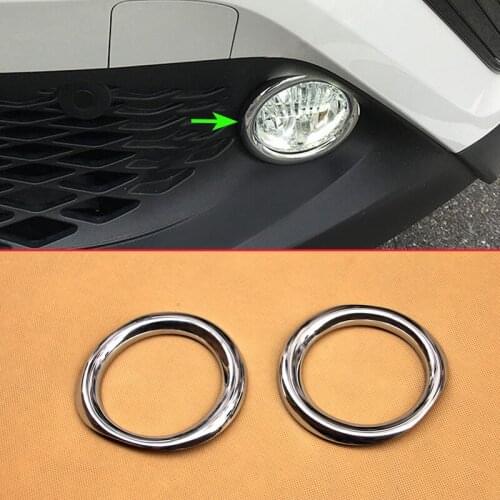 2Pcs Faced Mirror Glossy Cover Rings For 2017-2019 Toyota C-HR Front Fog Light Overlay Molding Accessories